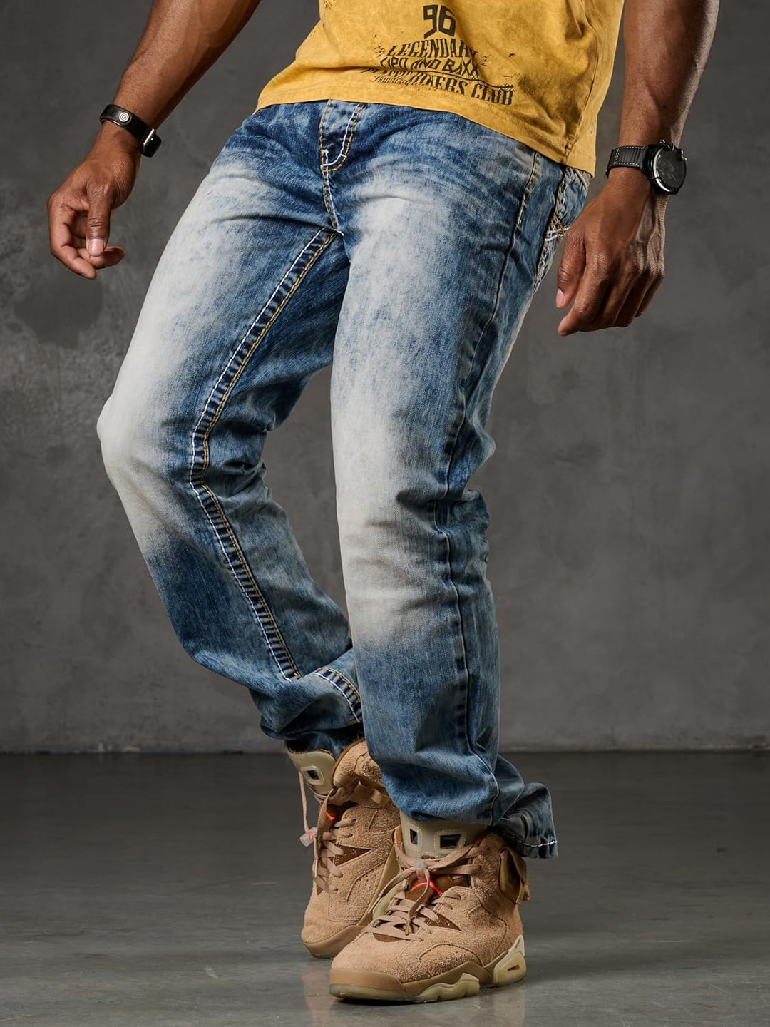 Cipo &amp; Baxx Herren Jeans Hose Used Look Röhrenjeans Straight Fit Kontrastnähte Denim 28W / 30L Cd148