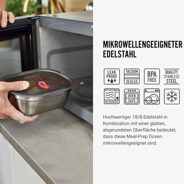BLACK + BLUM Multifunktions Lunchbox Edelstahl Set 600, 900, 1200 ml, 100% auslaufsichere Meal Prep