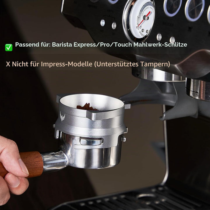 54mm Dosing Funnel & Puck Screen Set – Edelstahl Kaffee-Trichter mit Verriegelung und 54mm Espresso
