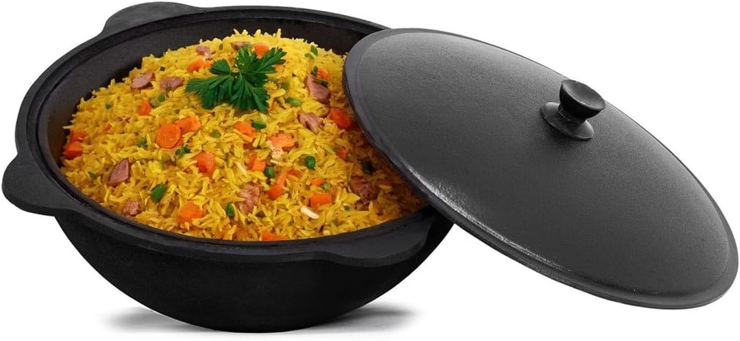 rukauf SET Utschak, 49 cm + 22 Liter Kasan Kazan + Pfannendeckel aus Gusseisen Feldküche Gulasch-Kes