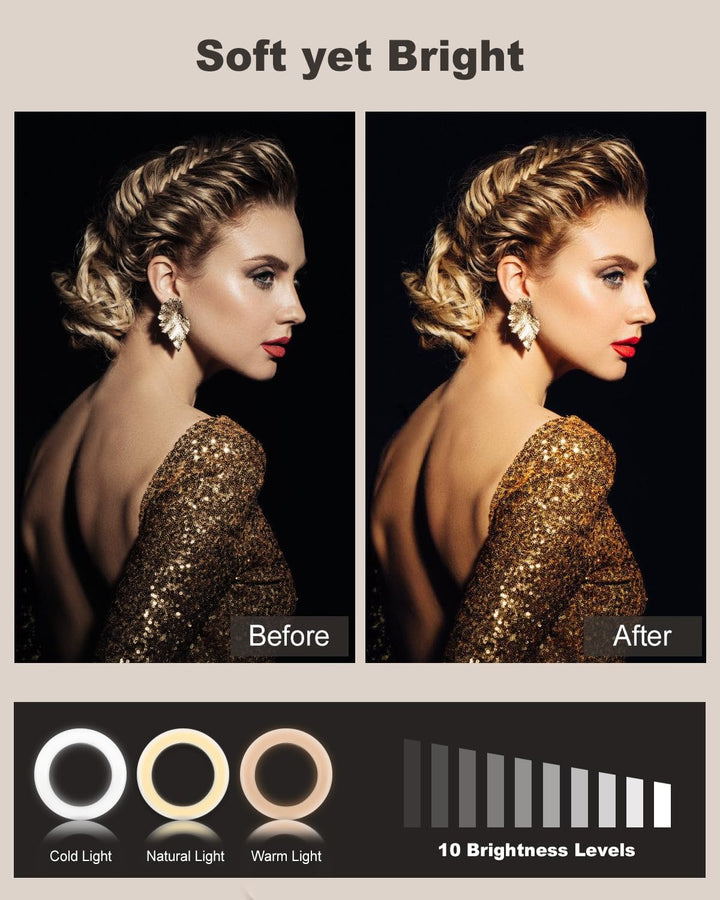 Railee Ringlicht mit Stativ Handy Laptop Videokonferenz Licht mit Klemme 6 Zoll Tisch LED Ring Light