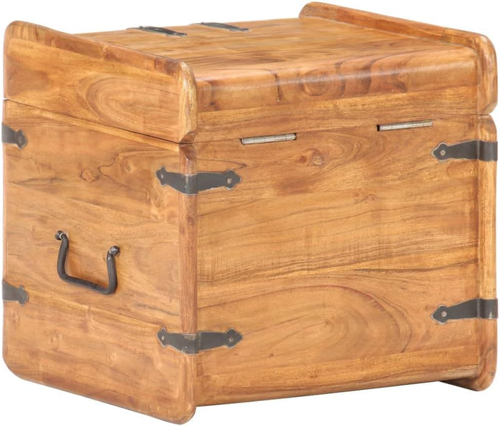 vidaXL Akazienholz Massiv Truhe Abschliessbar Aufbewahrungsbox Holzkiste Nachtschrank Holztruhe Nach