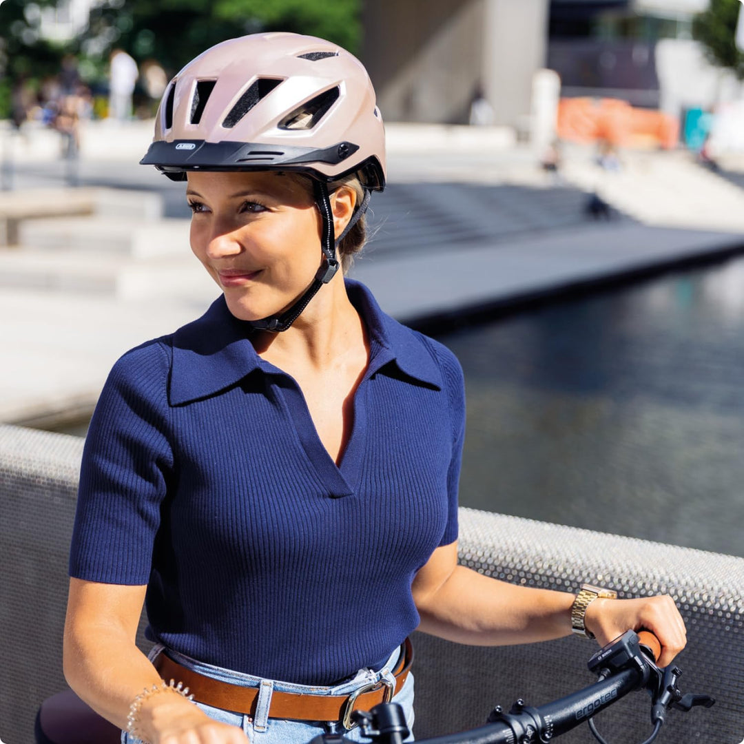 ABUS Stadthelm Pedelec 2.0 ACE - Fahrradhelm mit Rücklicht, Visier, Regenhaube, Ohrenschutz - für Da
