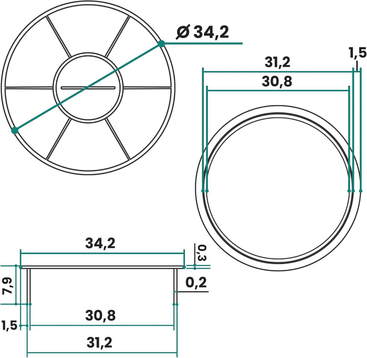 Millto 5X Wellrohr Endkappe Schachtabdeckung 315 mm Untere Abwasserrohr Deckel Schachtdeckel Haltbar