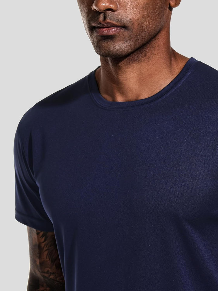 Teesmen T-Shirt Für Herren Kurzarm Rundhals Einfarbige Sport Basic Männer 5er Polyester Oder Baumwol