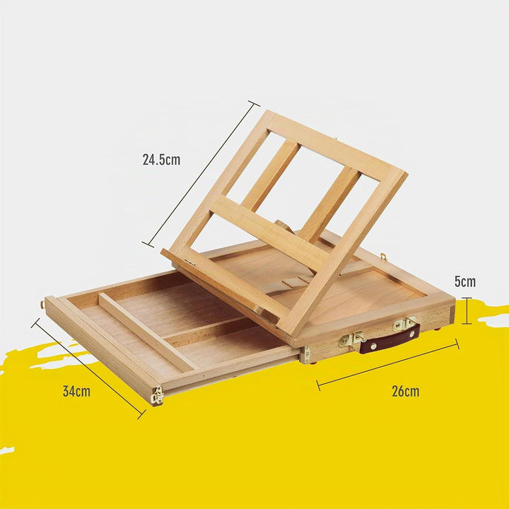 Tischstaffelei Holz Staffelei Tisch Malkoffer 34x26cm Buchenholz Zeichenbrett Workstation zu bemalen