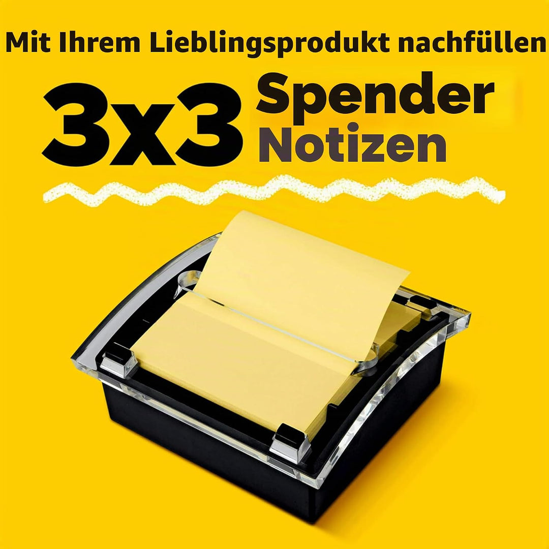 Post-it Pop-Up-Notizspender, organisiert den Schreibtisch und hält Notizen in der Nähe, schwarzer Bo