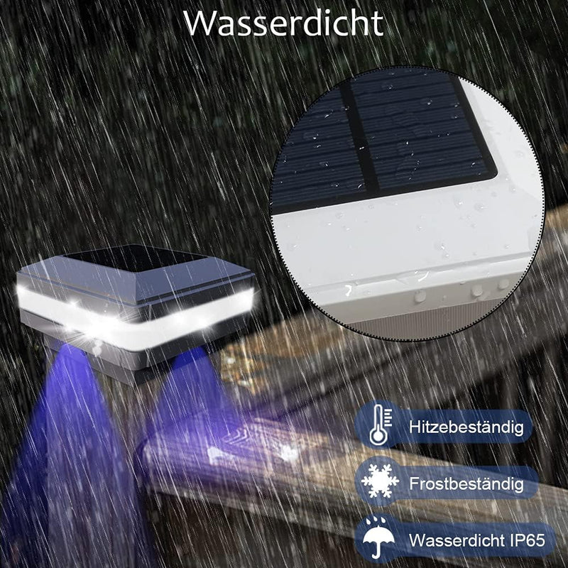 FVTLED 4er Solar Zaunbeleuchtung Pfostenkappe für Mehrere Grössen 7x7,8x8,9x9,10x10 Standardpfosten