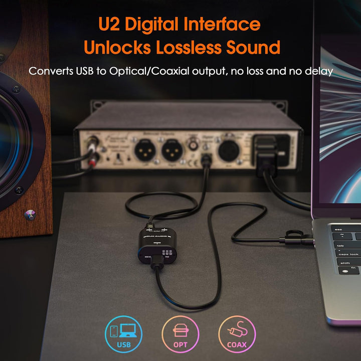 Douk Audio U2 USB Konverter XMOS XU208 Digitale Schnittstelle TOSLINK Koaxial DOP SPDIF Adapter DSD6