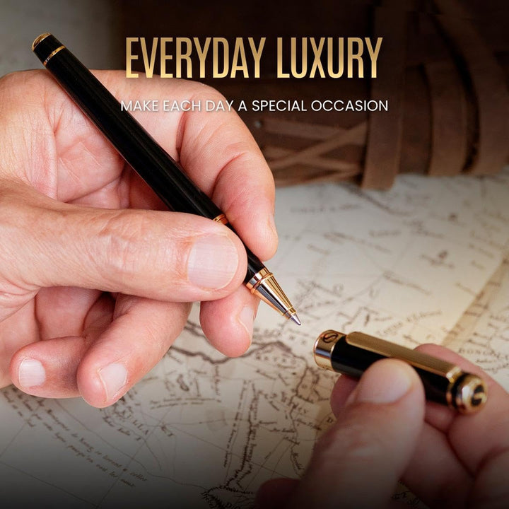 Scriveiner Tintenroller Hochwertiger Tintenroller mit Echtvergoldung, schwarze Schmidt Ersatzmine, G