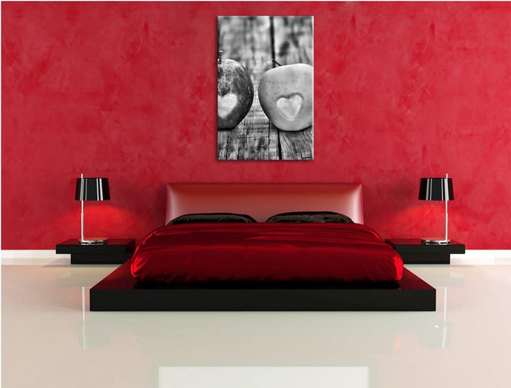 Pixxprint Ampel Herzäpfel in / 100x70cm Leinwandbild bespannt auf Holzrahmen/Wandbild Kunstdruck Dek