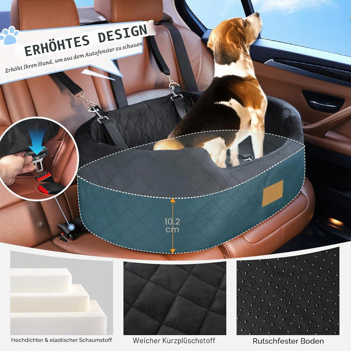Hunde Autositz für grosse/mittlere Hunde (bis 25 kg) oder 2 kleine, Auto Hundesitz mit Sicherheitsle
