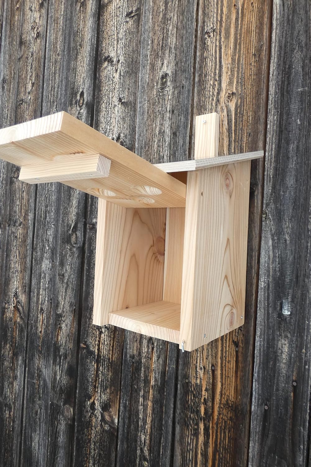 Premium Natur Lärchenholz Nistkasten unbehandelt nach Nabu, massives Vogelhaus Nisthilfe wetterfest