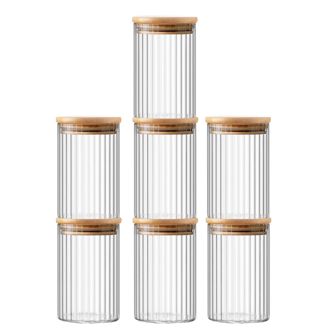 Aufbewahrungsgläser 7er Set 400ml - Vorratsgläser glas mit Deckel - Mottensichere Vorratsdosen Glas