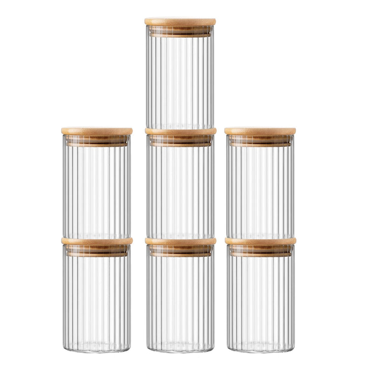 Aufbewahrungsgläser 7er Set 400ml - Vorratsgläser glas mit Deckel - Mottensichere Vorratsdosen Glas