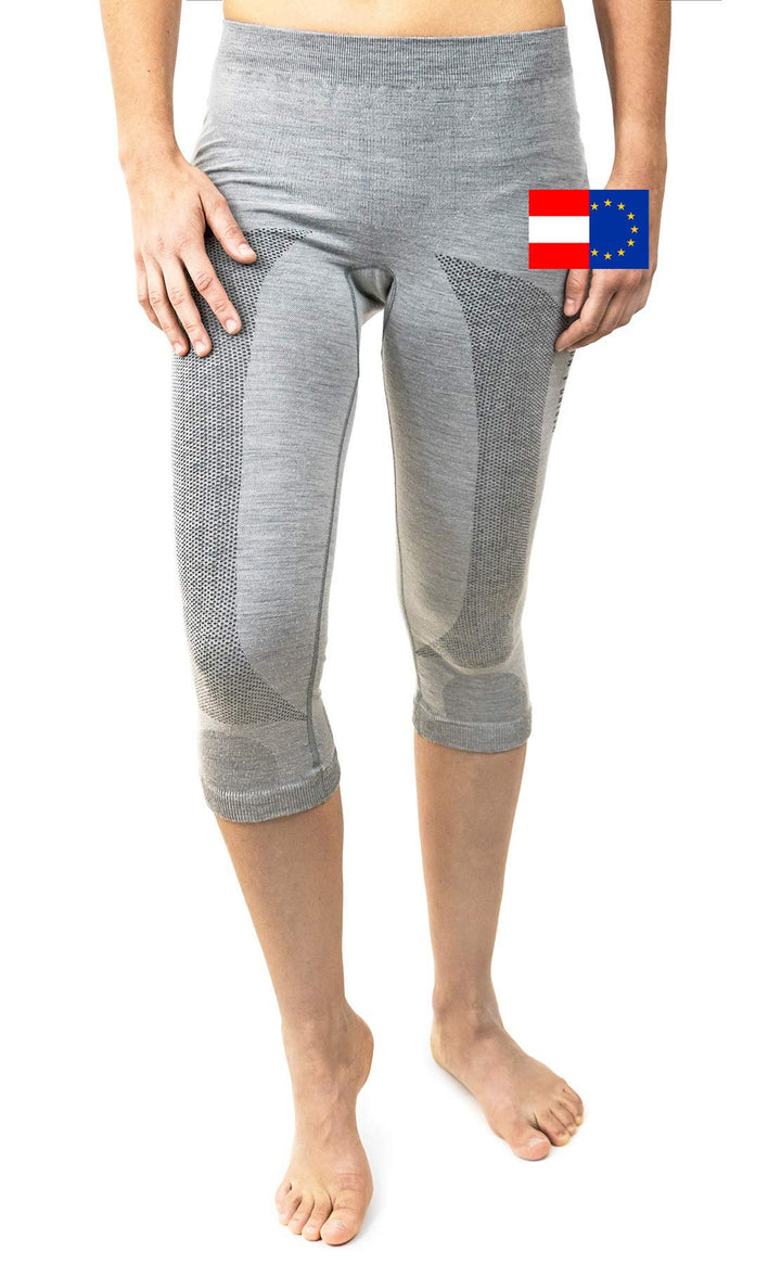 Merino & More Merino Unterhose Damen - Funktionsunterwäsche Merinowolle - 3/4 lang XL Hellgrau, XL H