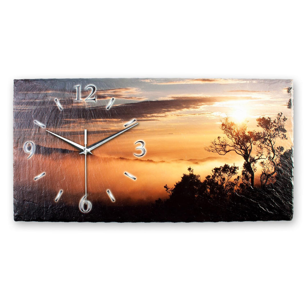 Kreative Feder Designer-WANDUHR Sonnenaufgang aus Stein mit Zeigern aus gebürstetem Aluminium - Desi