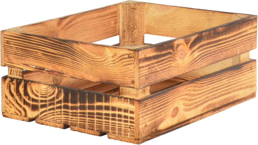 2 Set Geflammte Obstkisten - 38x28x15cm Holzkisten Weinkisten Apfelkisten 38x28x15cm Hell Geflammt 2