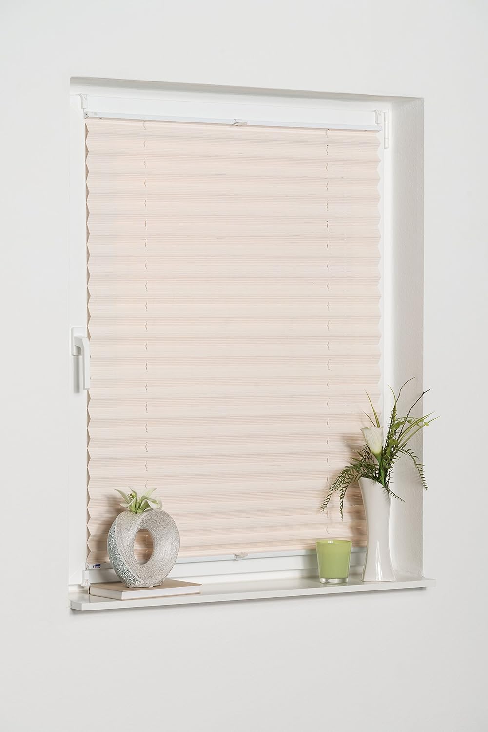 K-home Klemmfix-Bambus-Plissee Weiss 80 x 210 cm (B x L)
