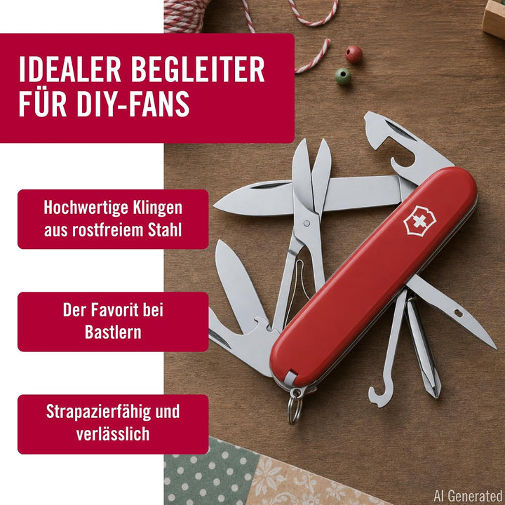Victorinox Schweizer Taschenmesser Super Tinker, Swiss Army Knife, Multitool, 14 Funktionen, Klinge,