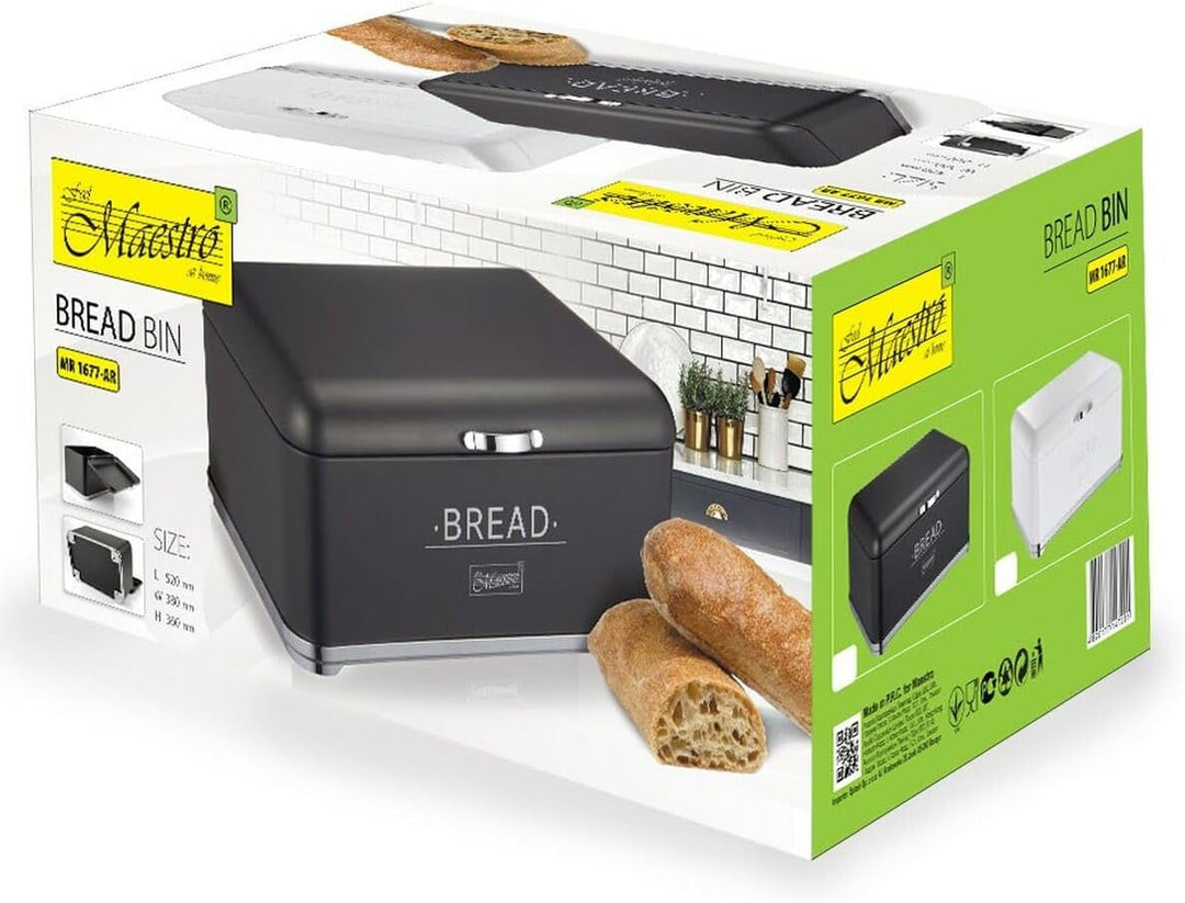 Florsol Brotkasten Brotbox Küche Aufbewahrung Weiss Schwarz Stahl Brot Aufbewahrungsbehälter Weiss S