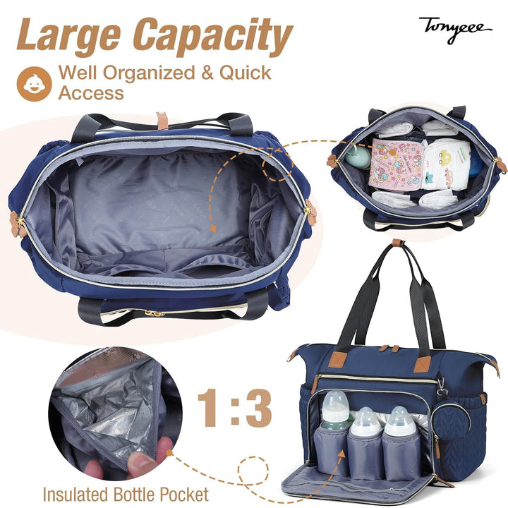 Wickeltasche mit Schnullertasche und Wickelunterlage, Wickelrucksack Multifunktions-Babytasche für G