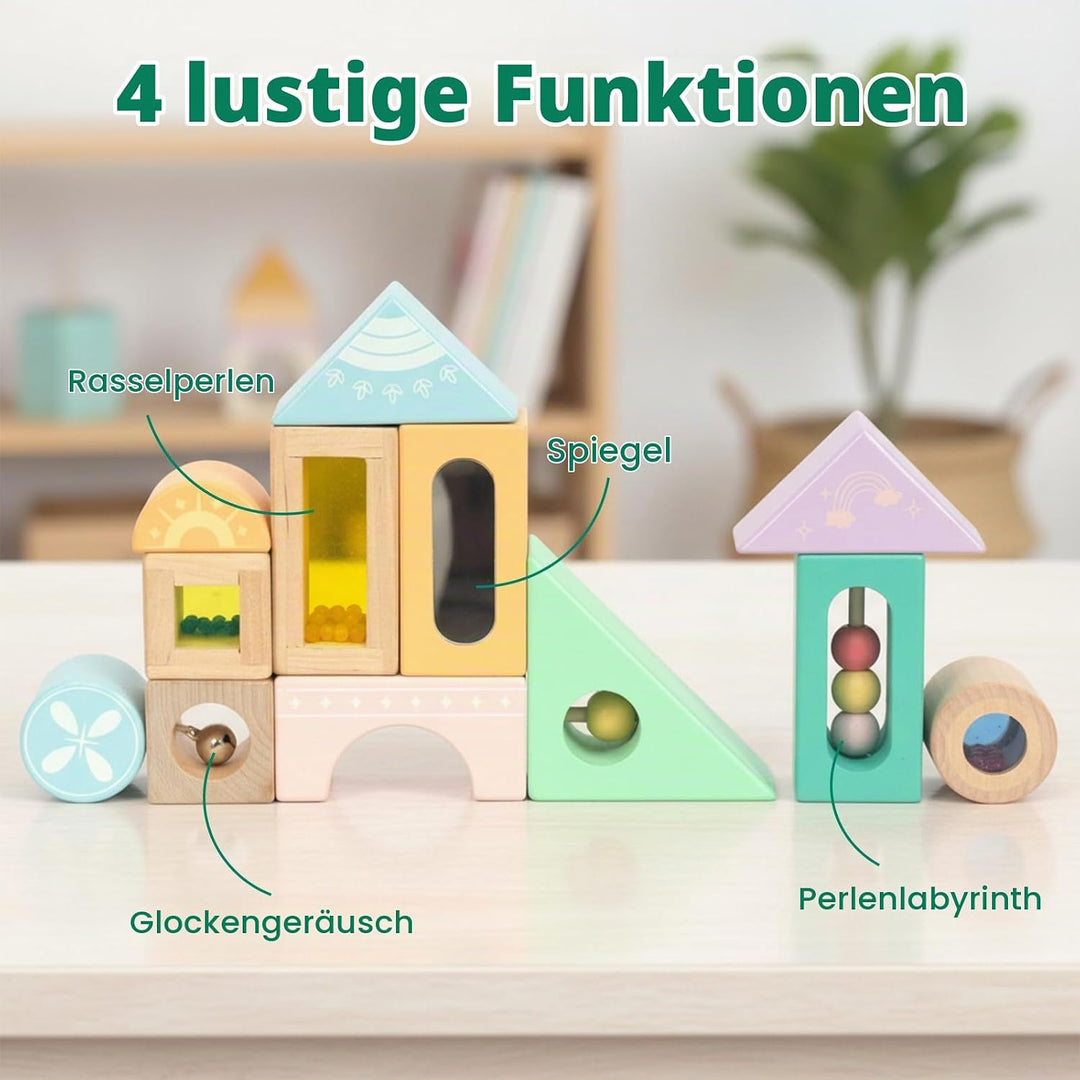 12 Stück Regenbogen Sound Komponenten Kinder Baby Stimme Block Spielzeug Set Bunte Bausteine Klangba