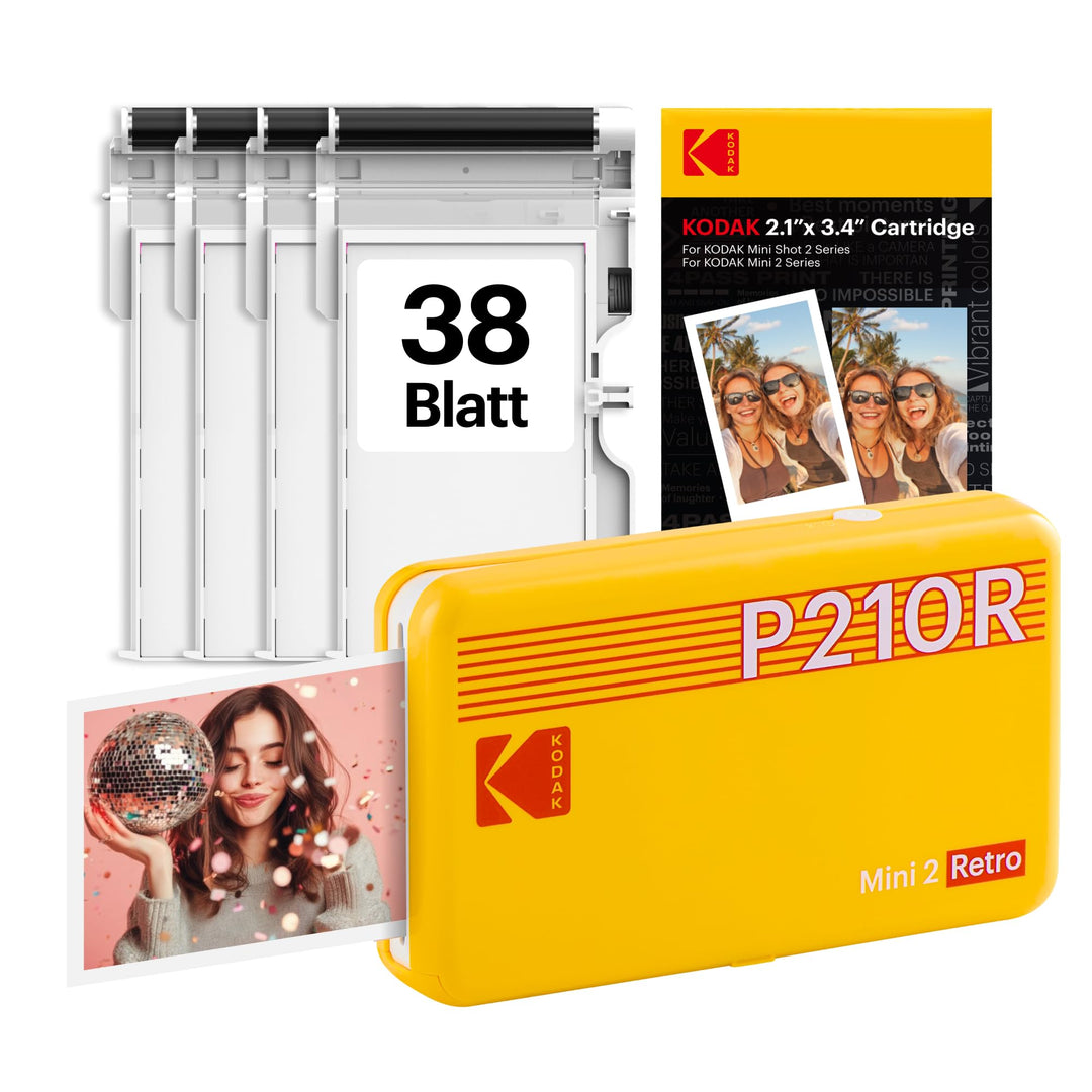 KODAK , Farbig, P210 Mini 2 Retro, Mobiler Handy Fotodrucker, Kompatibel mit Smartphone (iOS & Andro