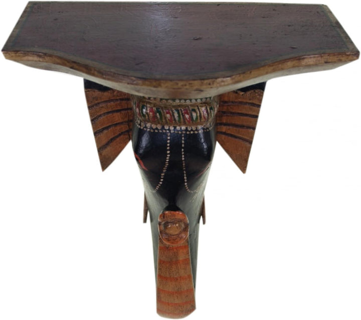 GURU SHOP Kleines Wandregal `Elefant`, Mehrfarbig, Holz, 28x25x16 cm, Masken & Wandschmuck