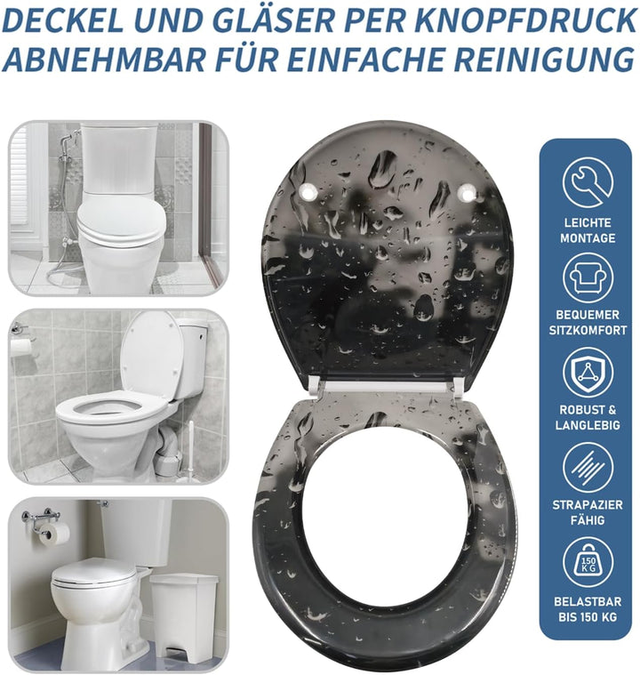 Toilettendeckel mit Absenkautomatik, WC Sitz mit Absenkautomatik Oval Form klodeckel Einfache Reinig