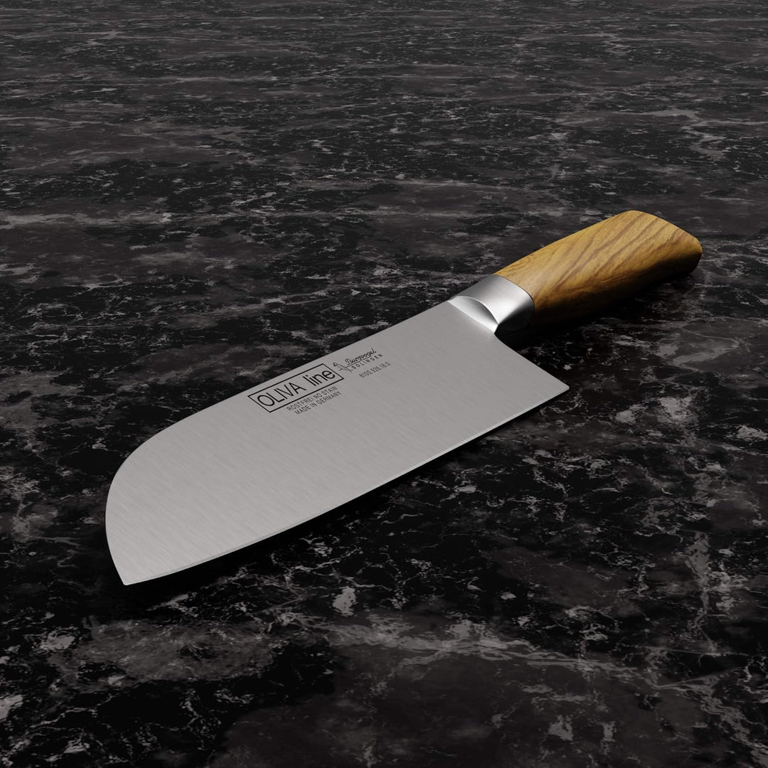 Burgvogel Solingen Santokumesser 18 cm geschmiedet Olivenholz, Oliva Line, rostfrei, deutsches Japan