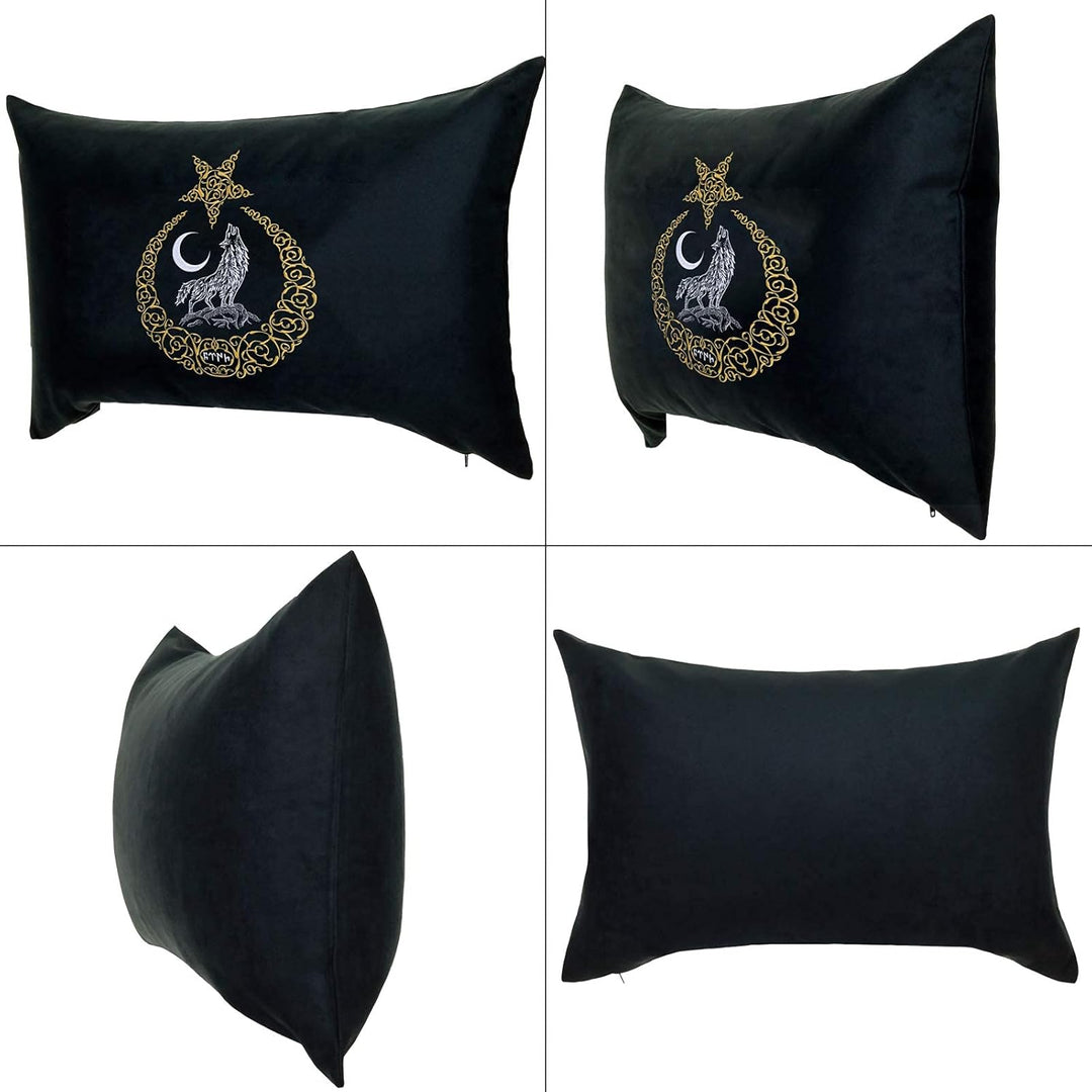 Türkei Wappen mit Wolf PREMIUM Kissen mit Füllung Fahne Türkei Flagge Dekokissen Zierkissen Mond und