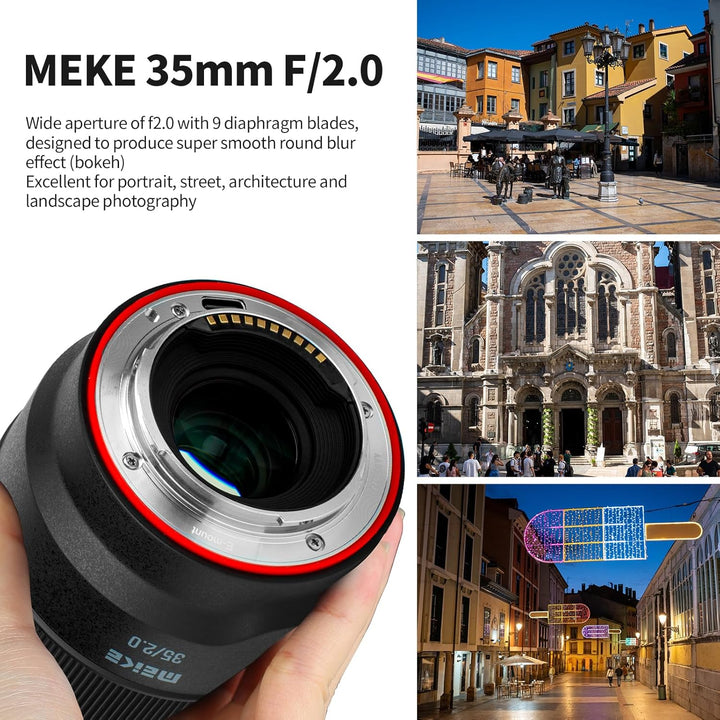Meike 35mm F2.0 Vollformat-AF-STM-Objektiv (Schrittmotor) mit grosser Blendenöffnung, Autofokus und