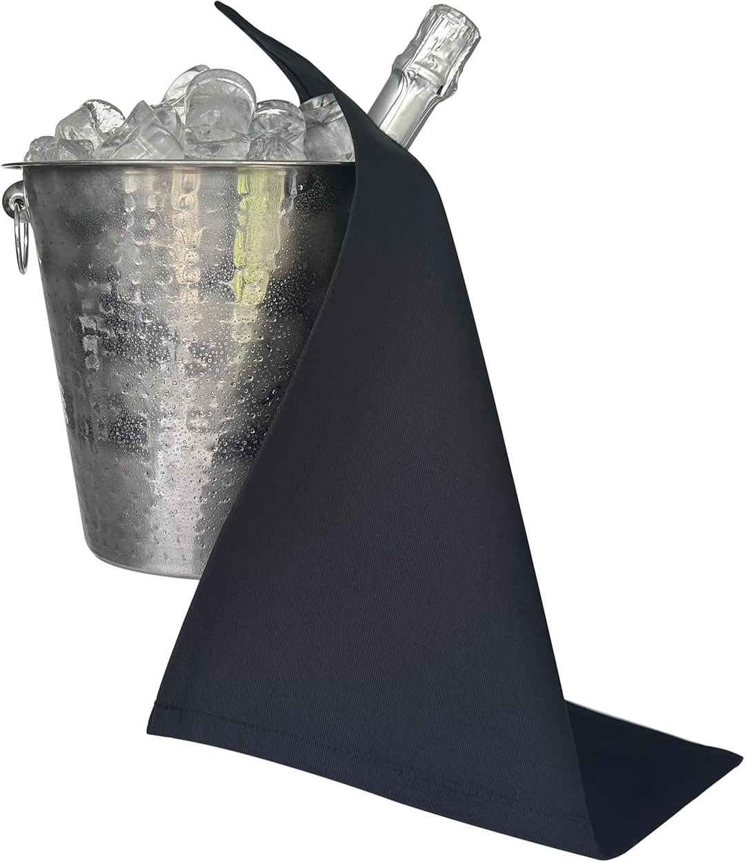 Original Collection, Flaschentücher für Sektkübel, Baumwolle, 42 cm, Eckloch, Genähter Kreis (Schwar