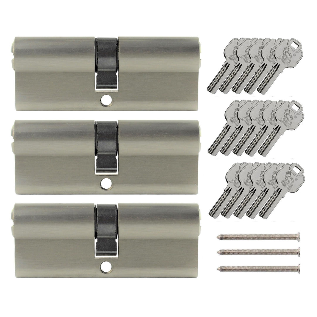 3x Profilzylinder 80 mm 40/40 gleichschliessend Not- und Gefahrenfunktion inkl. 15 Schlüssel