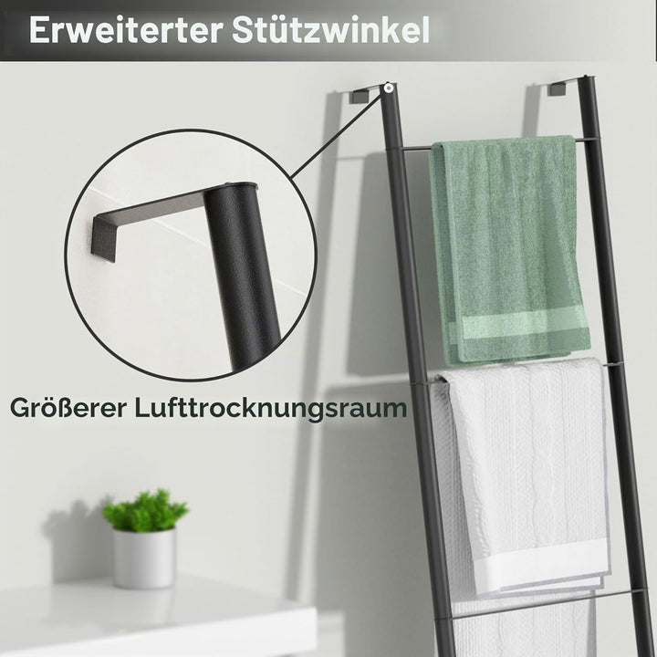 pickpiff Handtuchhalter Stehend aus Schwarz Metall – Handtuchleiter für Dekoratives Badezimmer, Wohn