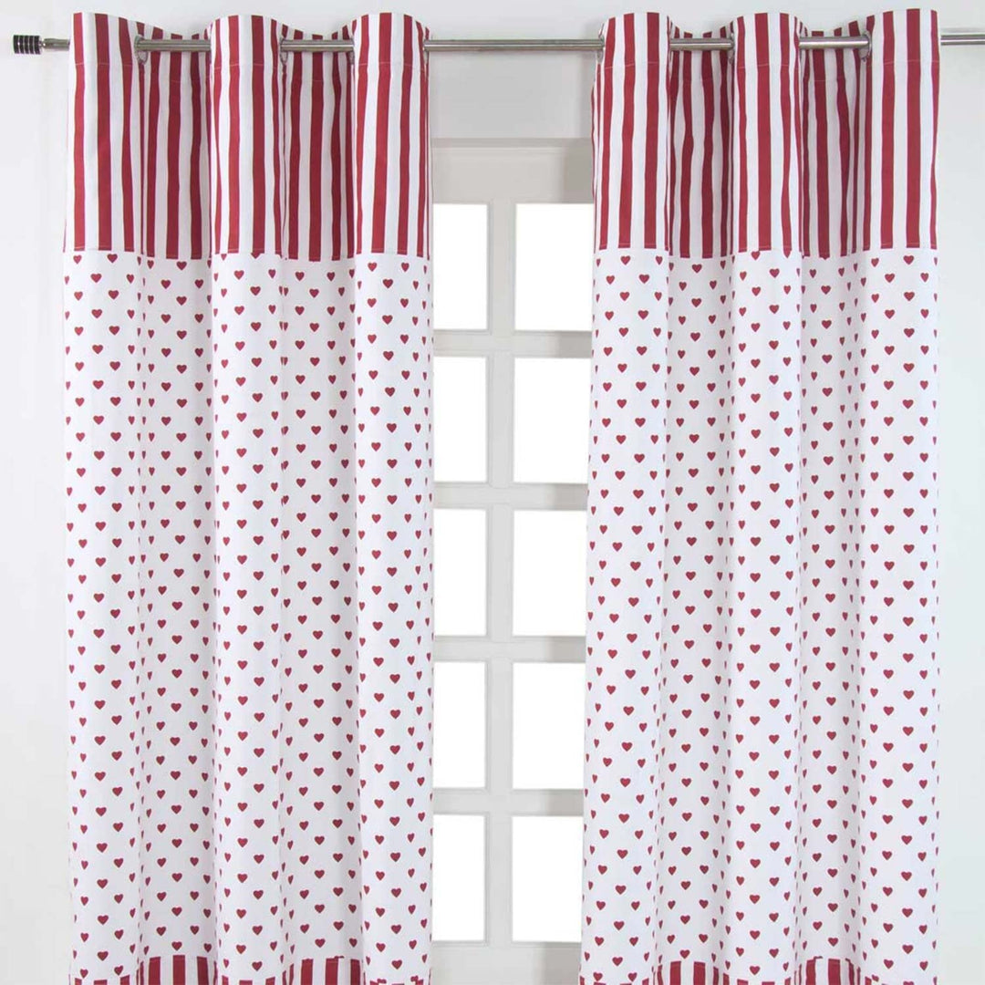 Homescapes Kindervorhang Mädchen Kinderzimmer Ösenvorhang Dekoschal Hearts 2er Set (Breite x Länge j