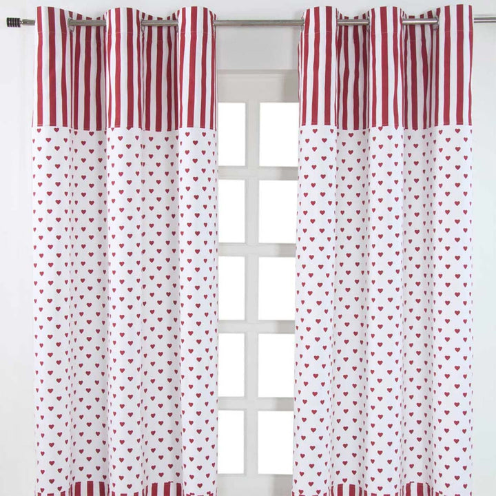 Homescapes Kindervorhang Mädchen Kinderzimmer Ösenvorhang Dekoschal Hearts 2er Set (Breite x Länge j
