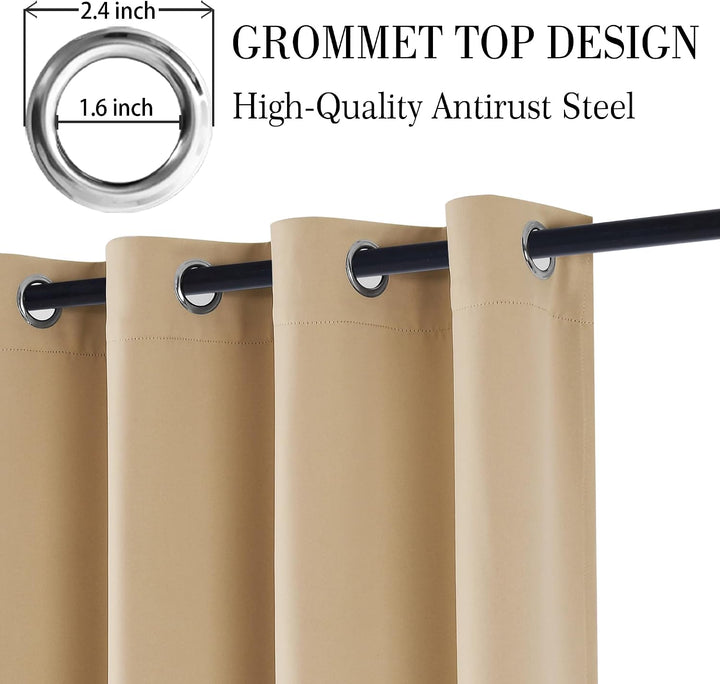 Hiasan Verdunklungsvorhänge Gardinen mit Ösen,Beige Blickdicht Vorhänge,2 Stück,167 x 137 cm (Breite