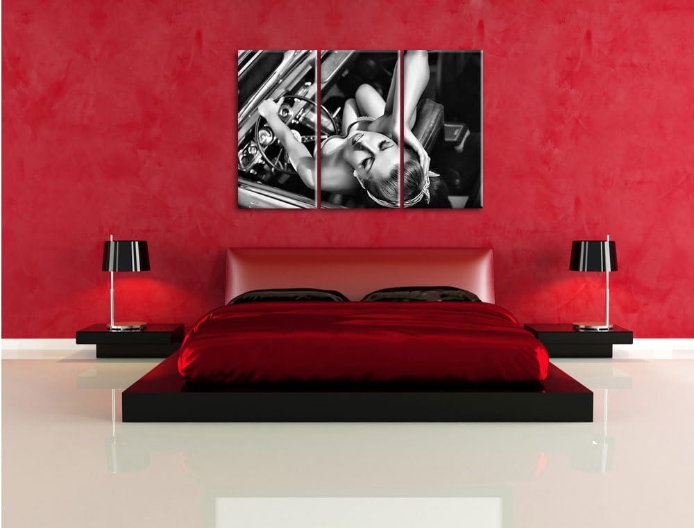 Pixxprint Rockabilly, Retro Style als Leinwandbild | Grösse: 3 Teilig (120x80) | Wandbild| Kunstdruc