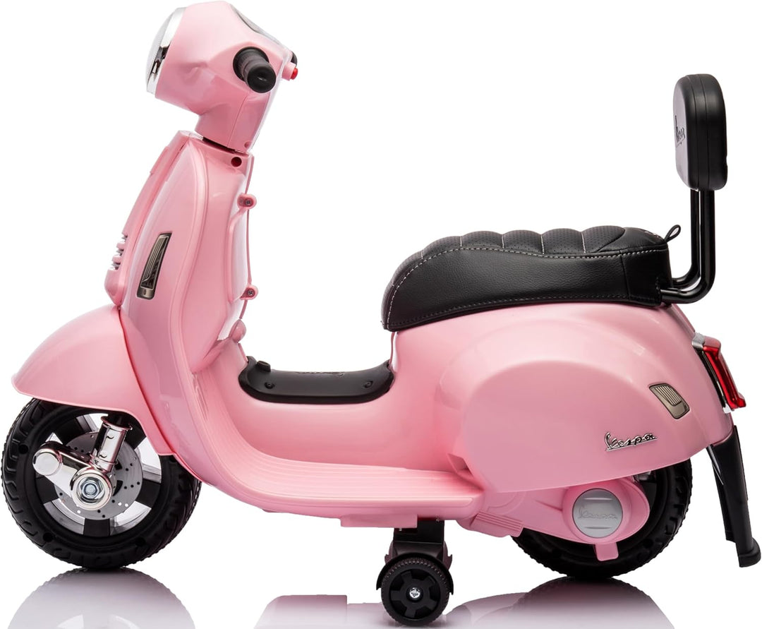 Vespa Elektroroller Elektrofahrzeug Kinderfahrzeug Scooter (Rosa mit Rückenlehne), Rosa