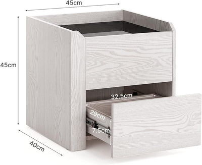 Mondeer Nachttisch, Beistelltisch mit 2 Schubladen Gehärtetes Glas Moderner Stil für Wohnzimmer Schl