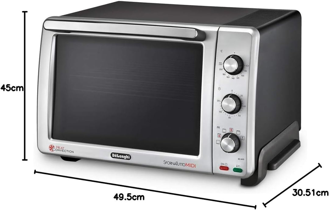 De'Longhi EO 24752 Kompaktbackofen - Elektrischer Ofen mit 7 Kochfunktionen inkl. Gitterrost und Bac