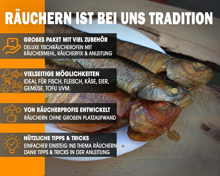 Angel-Berger Edelstahl Tischräucherofen mit Brennpaste Räucherofen