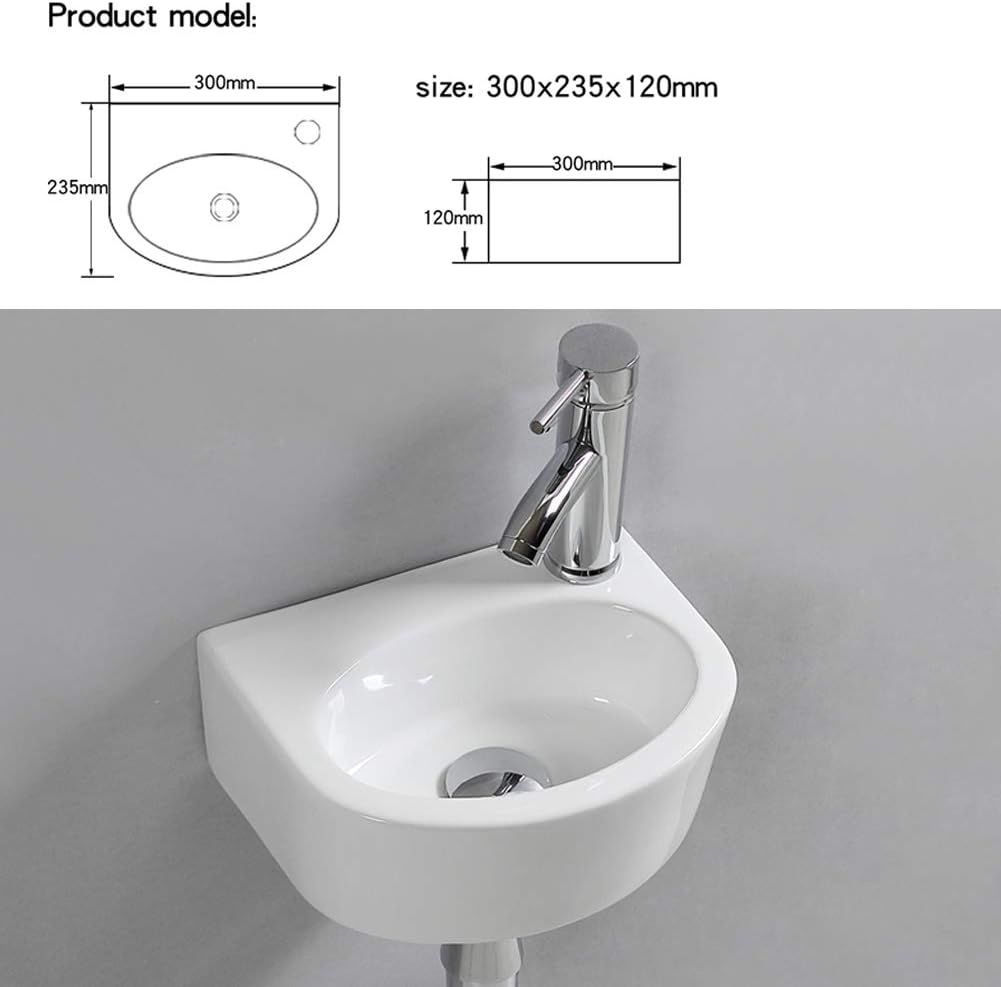Ovaler Waschtisch, Wandmontage, Keramik-Waschbecken, für kleine Garderoben und Badezimmer, . Moderne