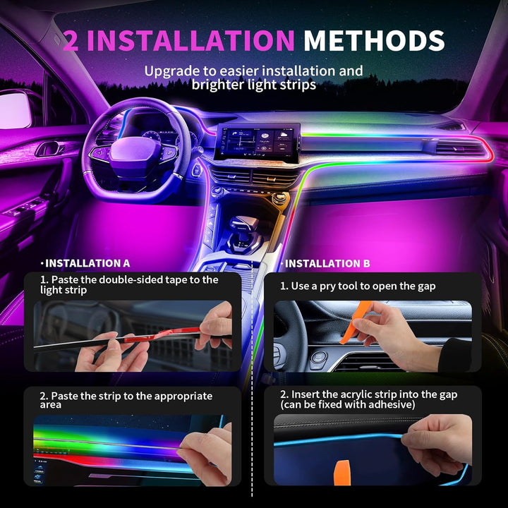 LED Innenbeleuchtung Auto USB, Regenbogen RGBic 210 Blinkende Modi，Auto Led Innenbeleuchtung 2 in 1
