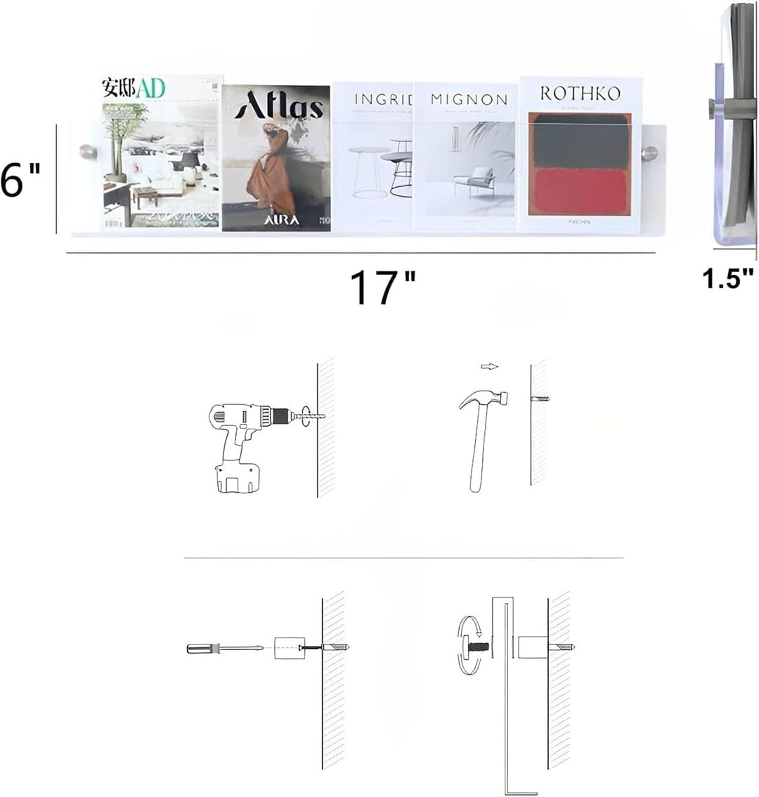 ROYALITA 2er-Pack Acryl-Zeitschriftenhalter, Broschürenhalter, 43,2 cm (17 Zoll), Schallplattenhalte