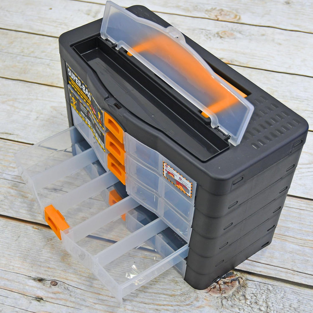 Werkzeugkoffer Kleinteile Organizer 5 Schubladen 390x190x260mm Sortierkasten 26 Innenfächer verstell