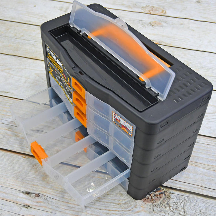 Werkzeugkoffer Kleinteile Organizer 5 Schubladen 390x190x260mm Sortierkasten 26 Innenfächer verstell