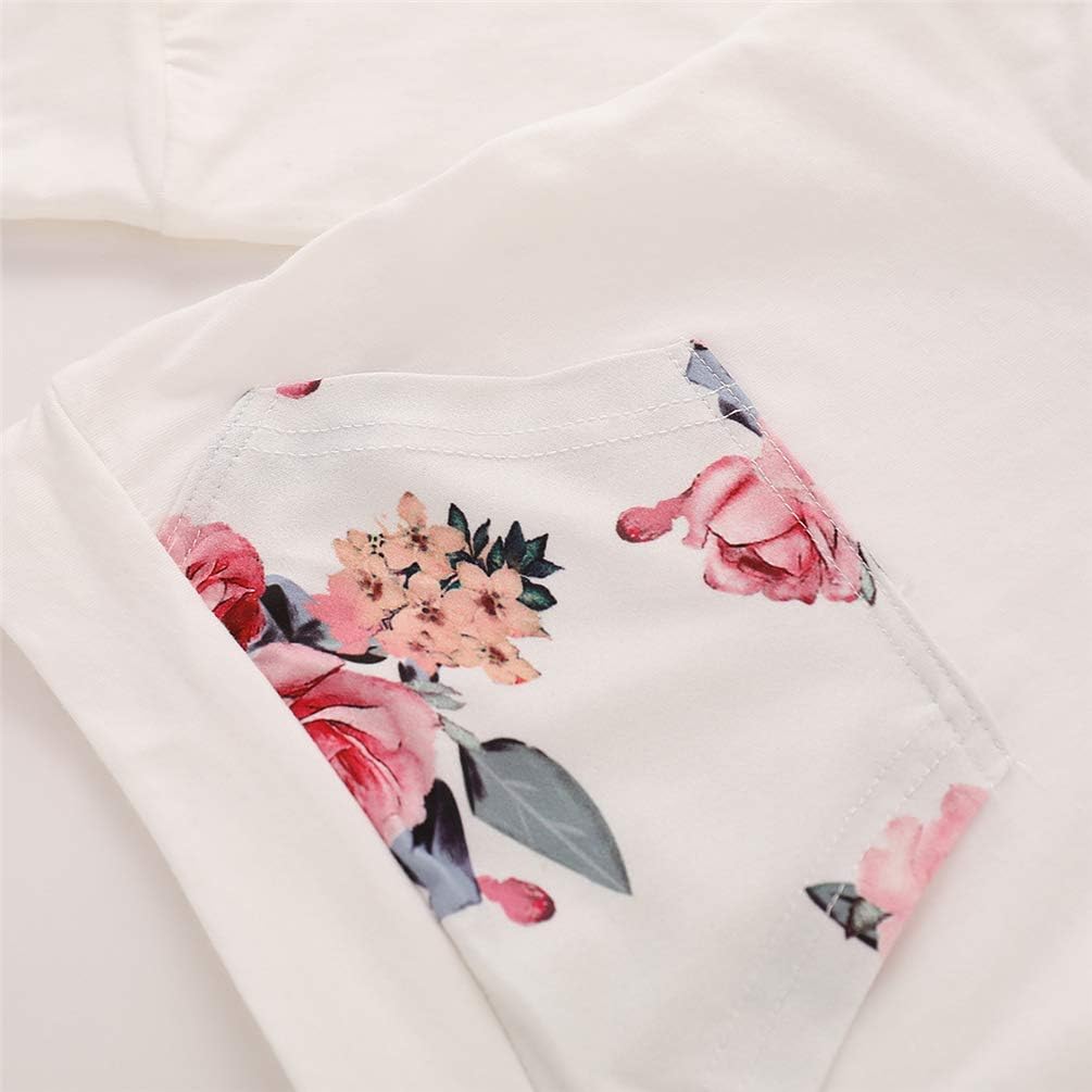 Baby Mädchen Outfit 2 Stücke Set Gestreifte Blumen Hoodies mit Tasche Top + Lange Hosen Sweatshirt O